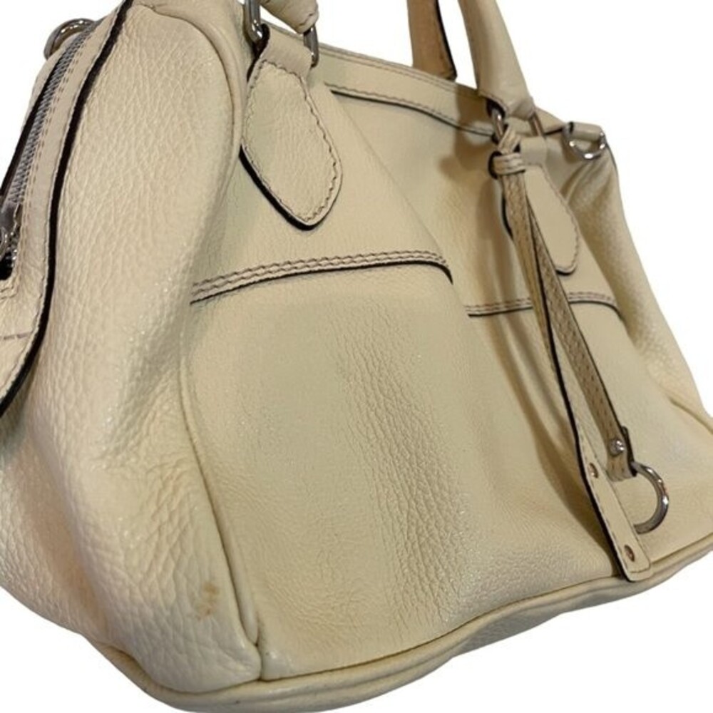 ABRO Leather Doctor Bag Soft Yellow  Silver Charm Key-fob Short Handles Zip Top